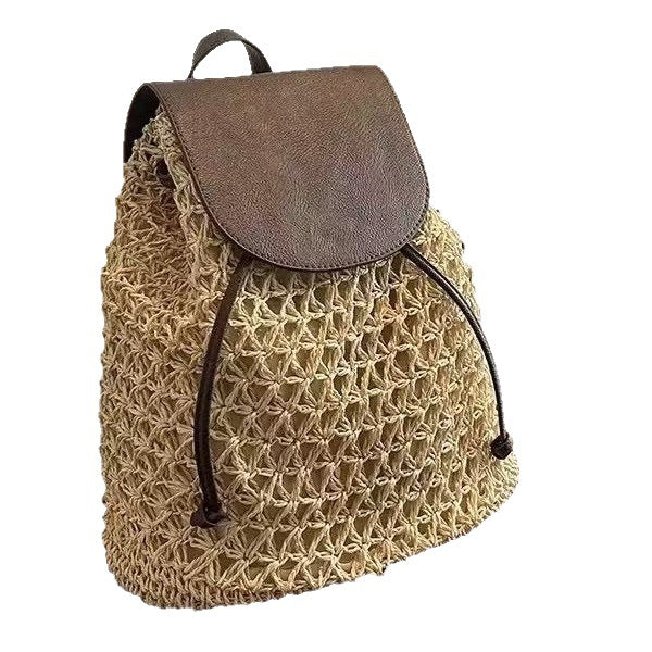 Damen Handgeknüpfte Rucksacktasche mit Lederakzenten Brehn
