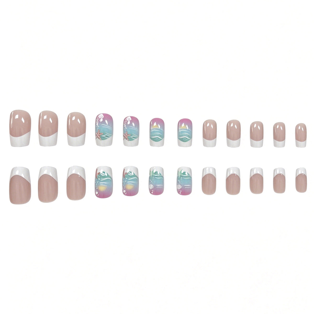 Ozean-Themen Press-On Nagelkunst Brehn
