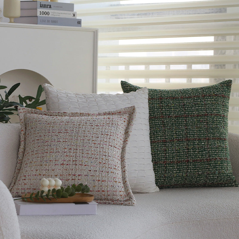 Quadratischer Bouclé-Kissenbezug im Tweedstil mit dezentem Multicolor‑Tufting Brehn
