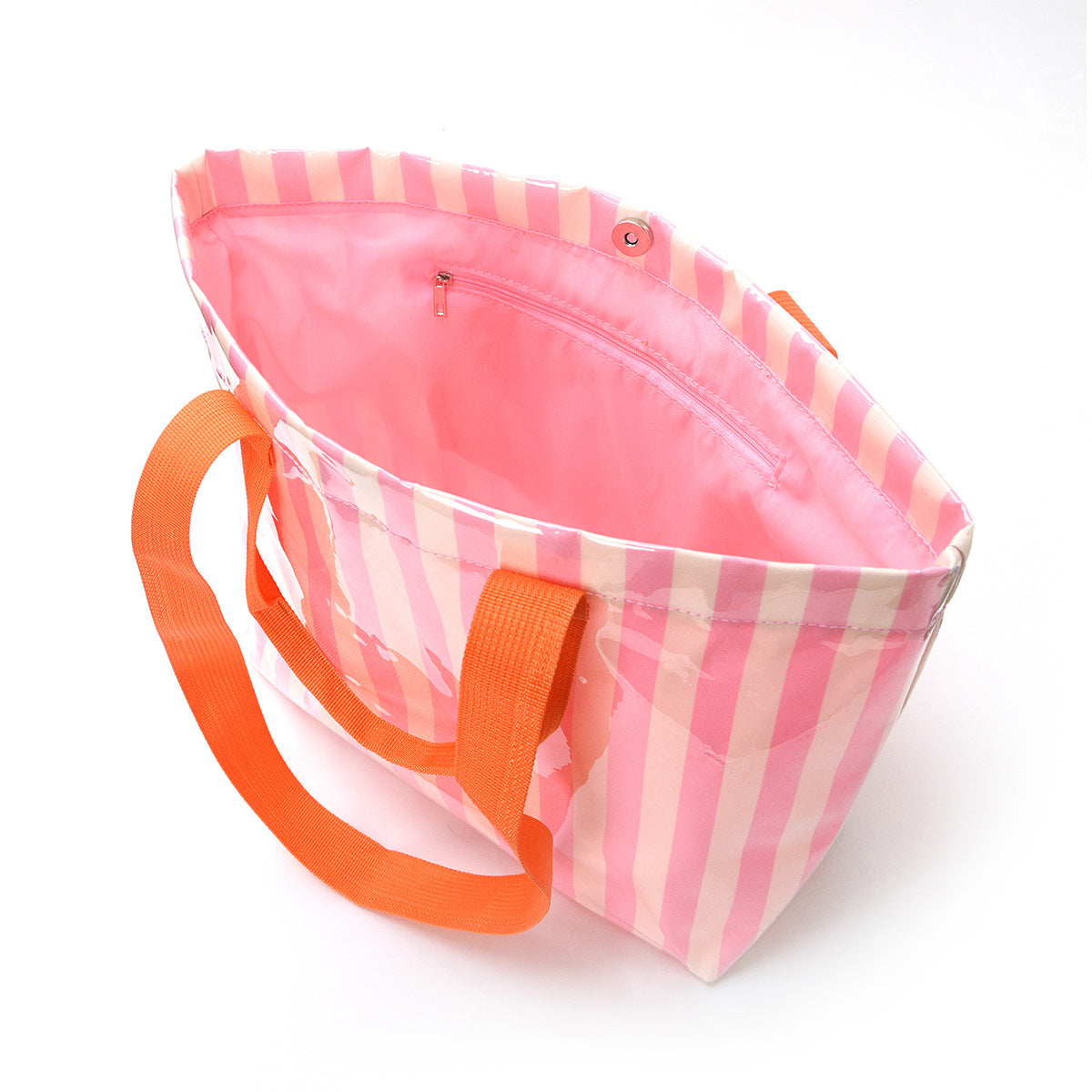 Großzügige Strandtasche mit Transparentem Design und Farbenfrohen Streifen Brehn