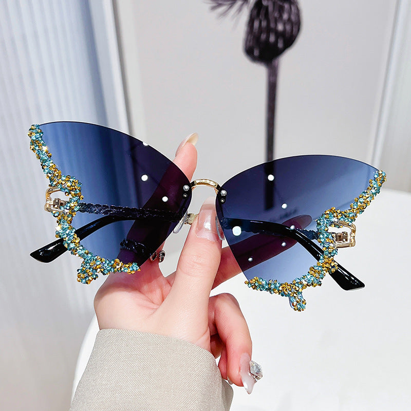 Damen extravagante Sonnenbrille mit funkelndem Butterfly-Design Brehn