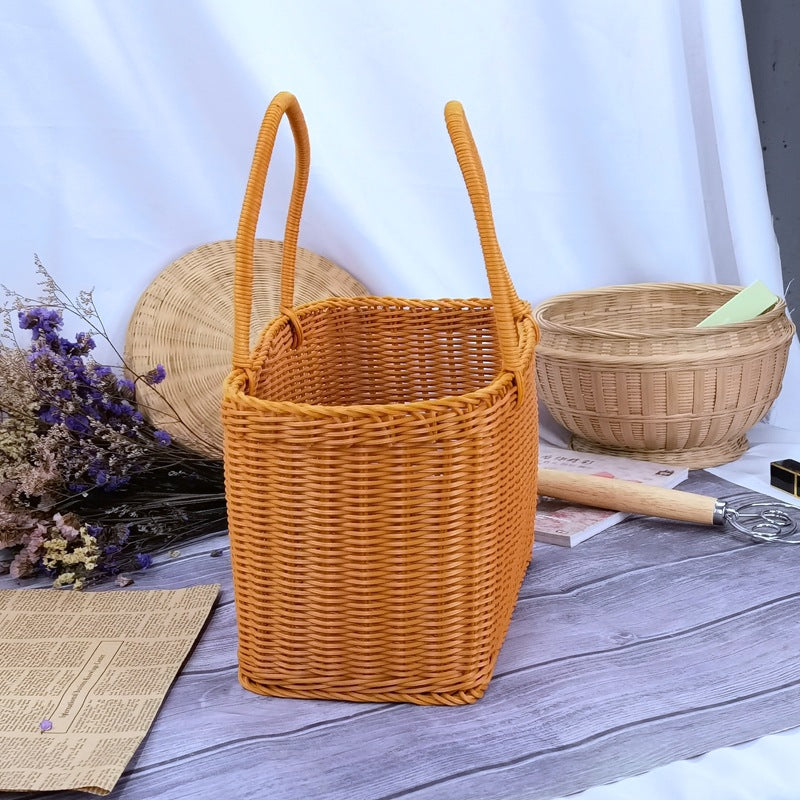 Damen zeitloser Rattan Einkaufskorb Brehn