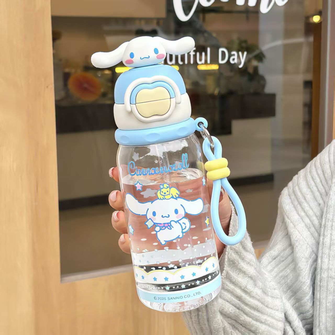 Damen Trinkflasche mit interaktivem Deckel und süßem Pochacco-Design Brehn