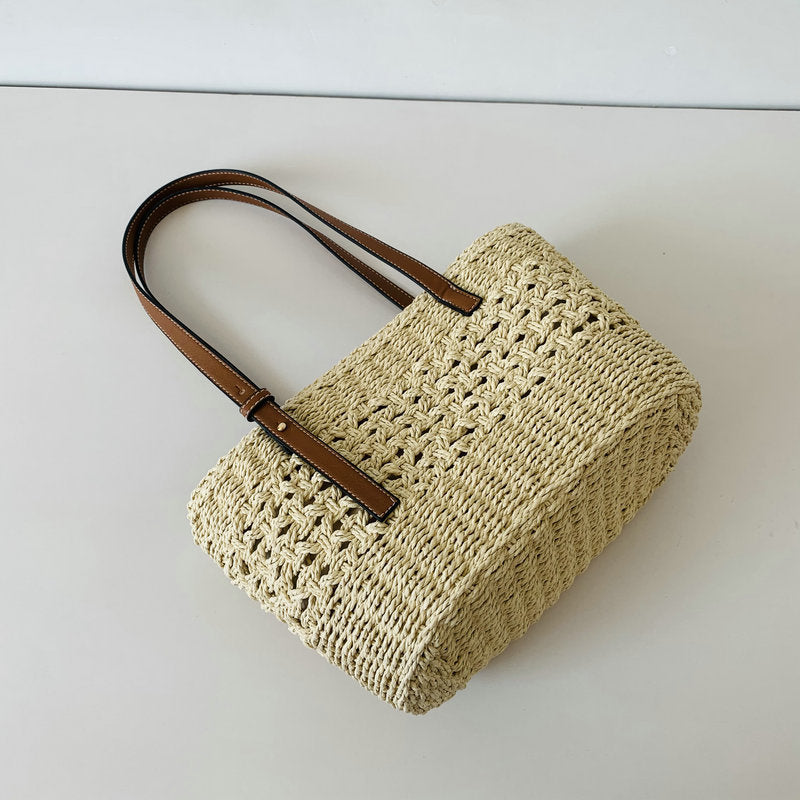 Handgefertigte Strandtasche mit Hochwertigen Ledergriffen Brehn