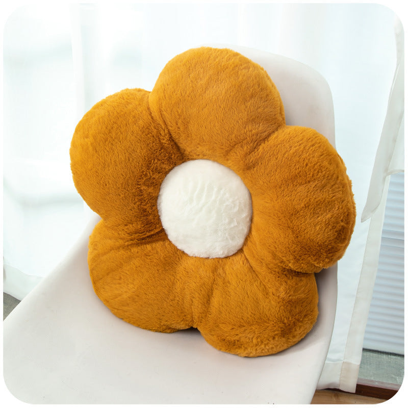 Blütenförmiges Plüsch-Sitz- und Dekokissen aus weichem Teddyfleece Brehn