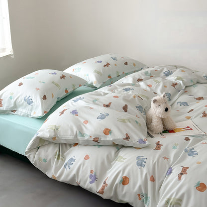 Cartoon Puppy Bedruckte Baumwollsatin Bettwäsche Set mit Kissenbezügen