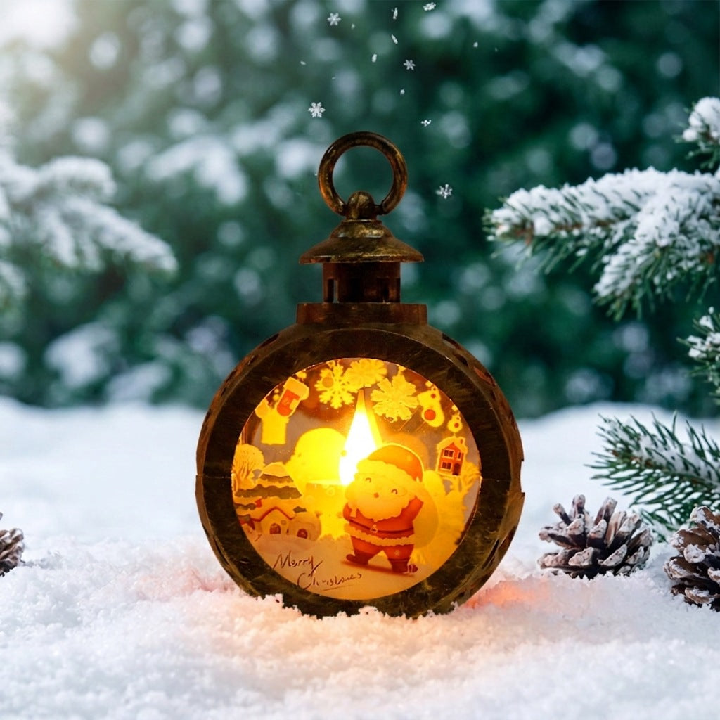 Weihnachtslaterne mit LED-Flamme und festlichem Design