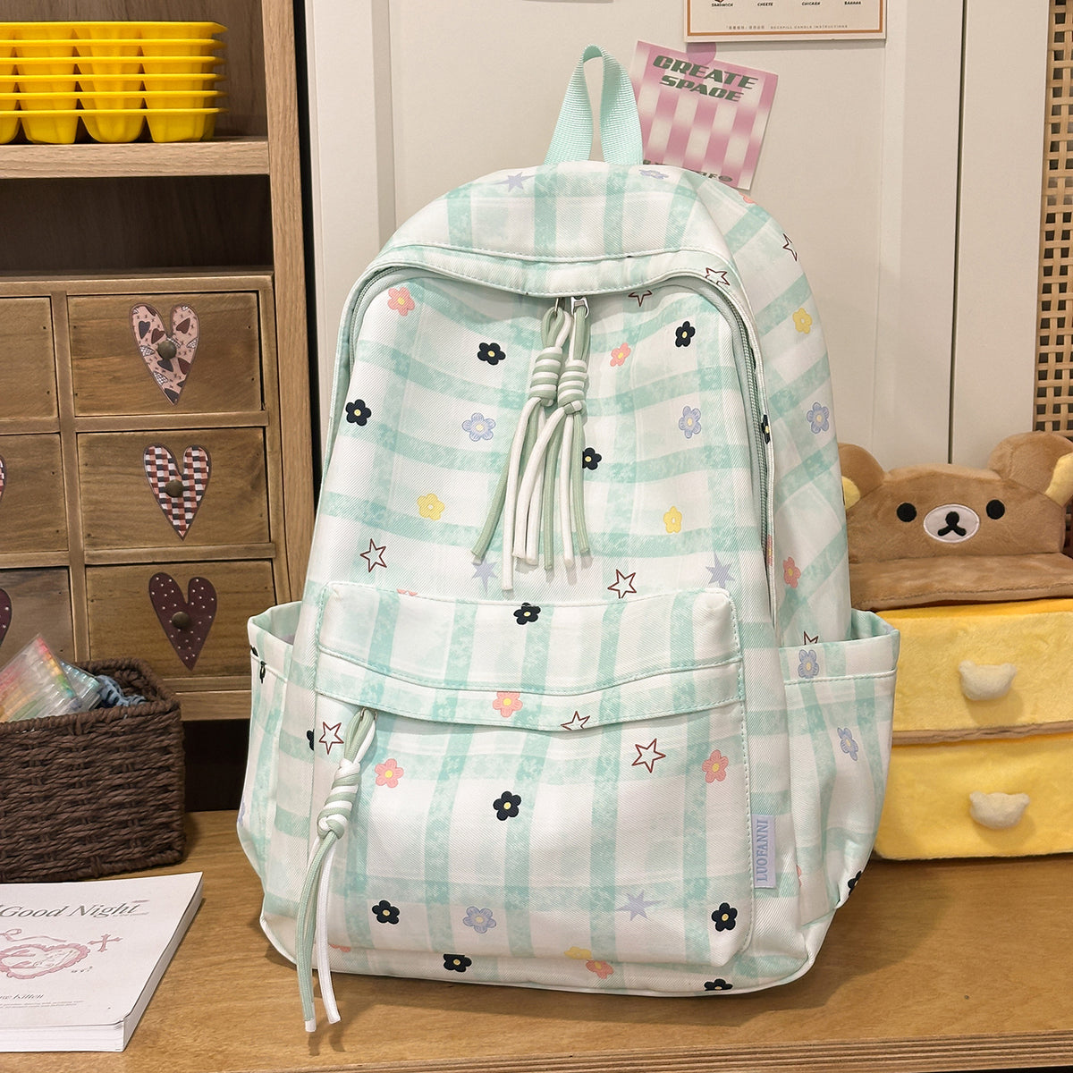 Stylische Schachbrettdruck-Rucksack Brehn