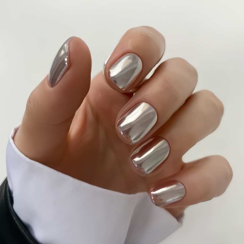 Spiegelnd Glänzendes Press-On Nagelset Brehn