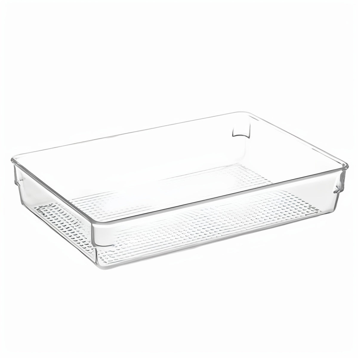Transparente Kühlschrank-Türablage mit Riffelboden und Clipbefestigung