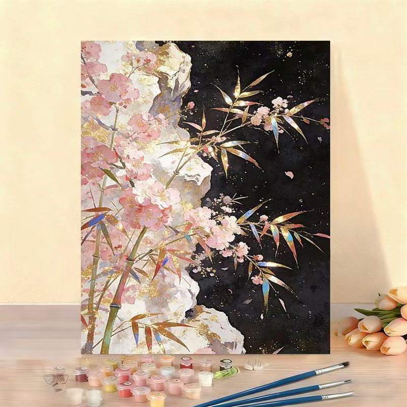 Elegantes Blumenaquarell-malen nach Zahlen Leinwand Kunstset Brehn