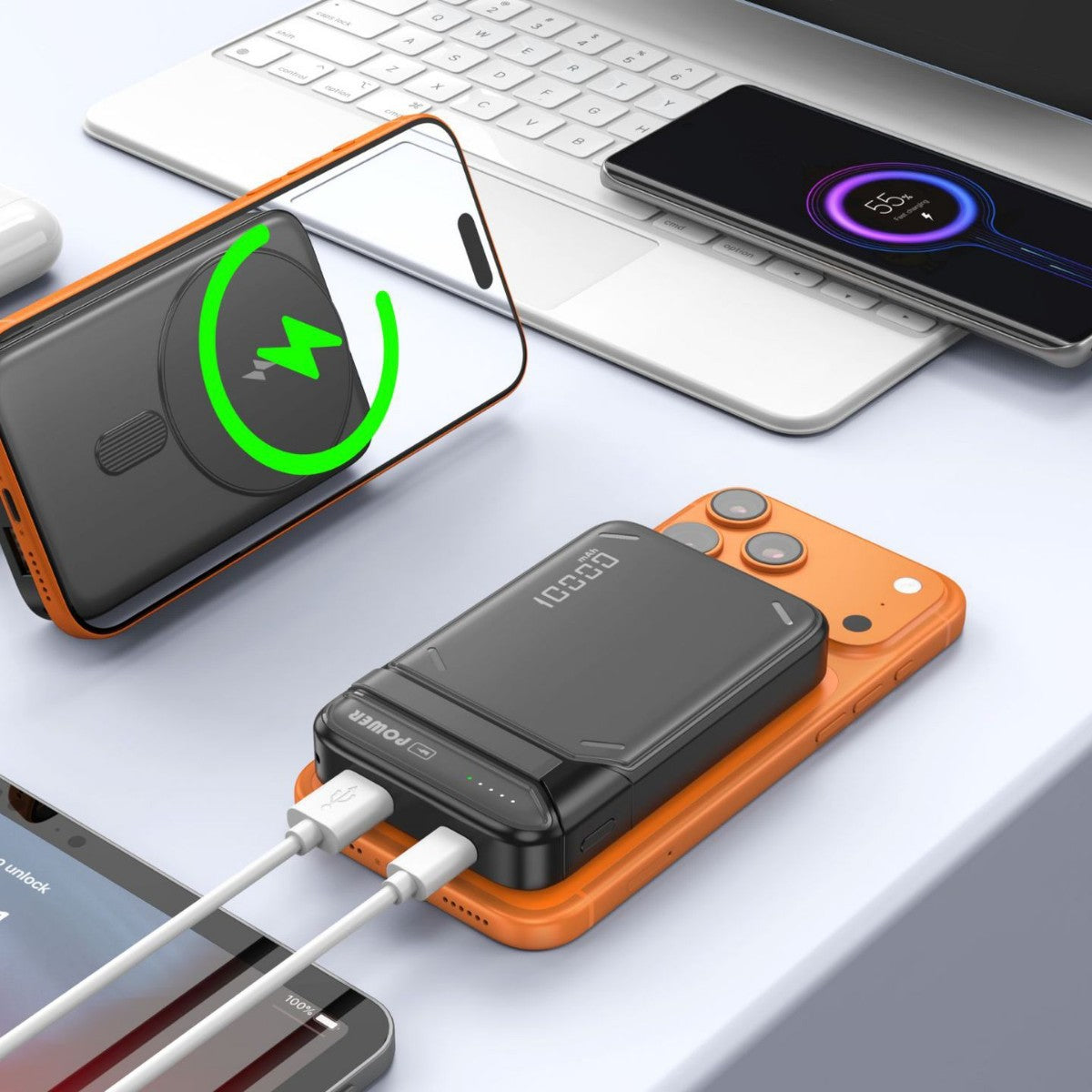 Kabellose Powerbank mit Induktivem Schnellladegerät und Intelligenter Ladeanzeige Brehn