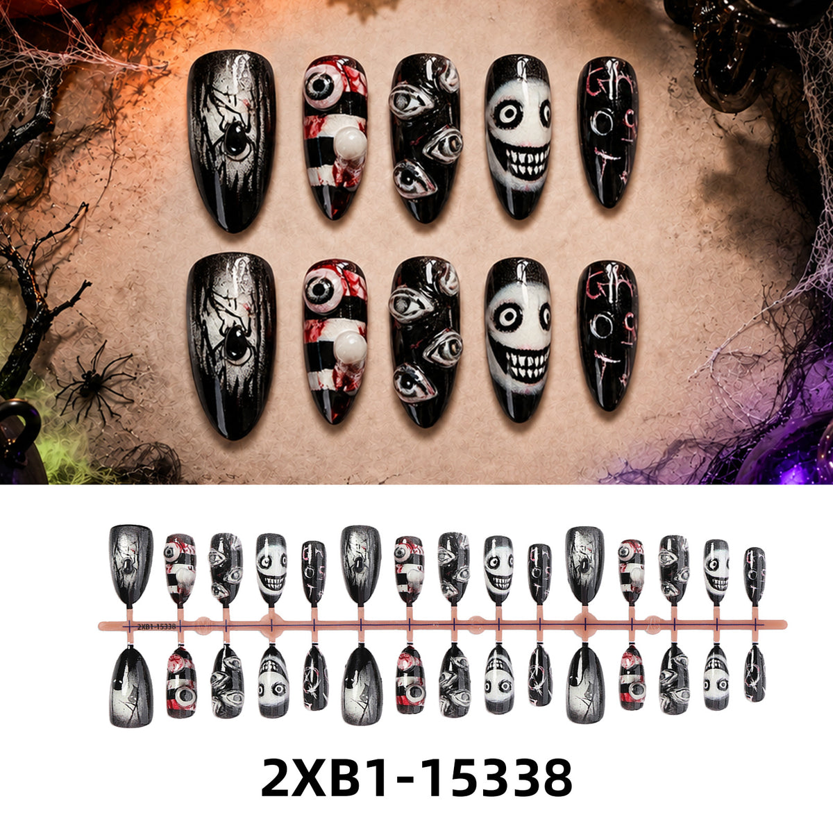 Kunstnagelset mit kreativen Halloween-Motiven Brehn