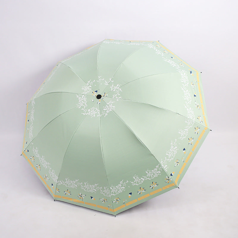 Damen Eleganter Falt-Regenschirm mit floralen Mustern Brehn