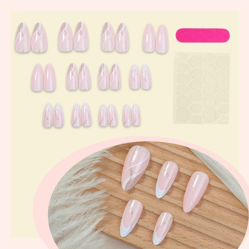 Premium Press-On Nail Art Set mit elegantem Wirbel-Design Brehn