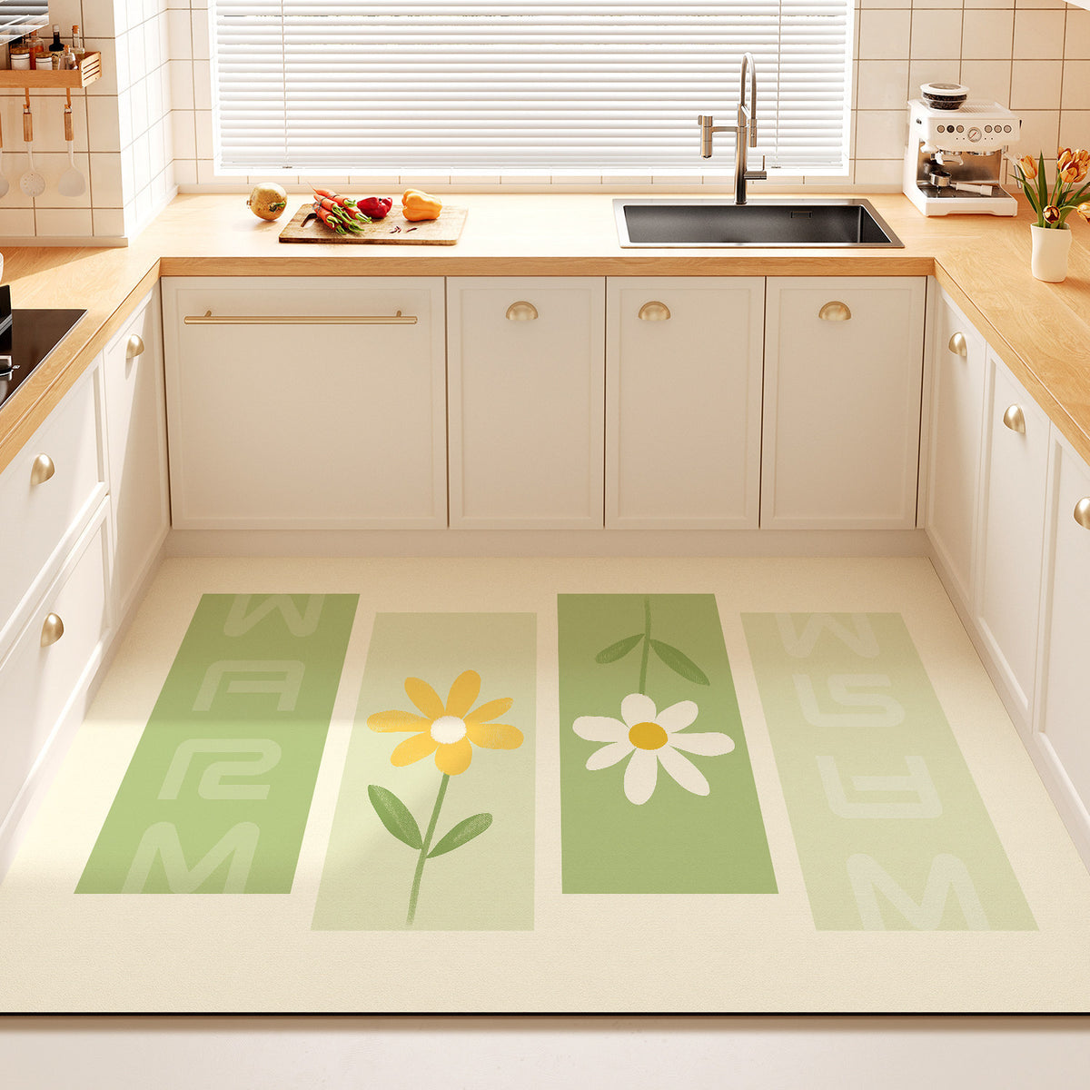 Dekorativer Floral-Zitat-Küchenmatte für Zuhause
