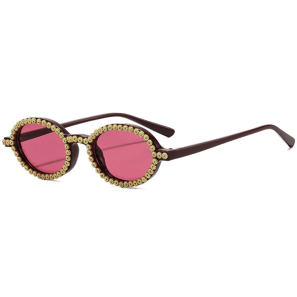 Damen modische Sonnenbrille mit floralem Kristallrahmen Brehn