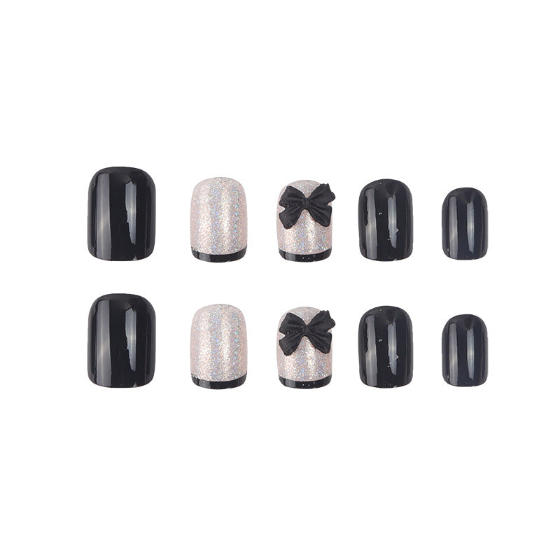 Elegante Stiletto Press-On Nail Set mit dekorativen Schleifenakzenten Brehn