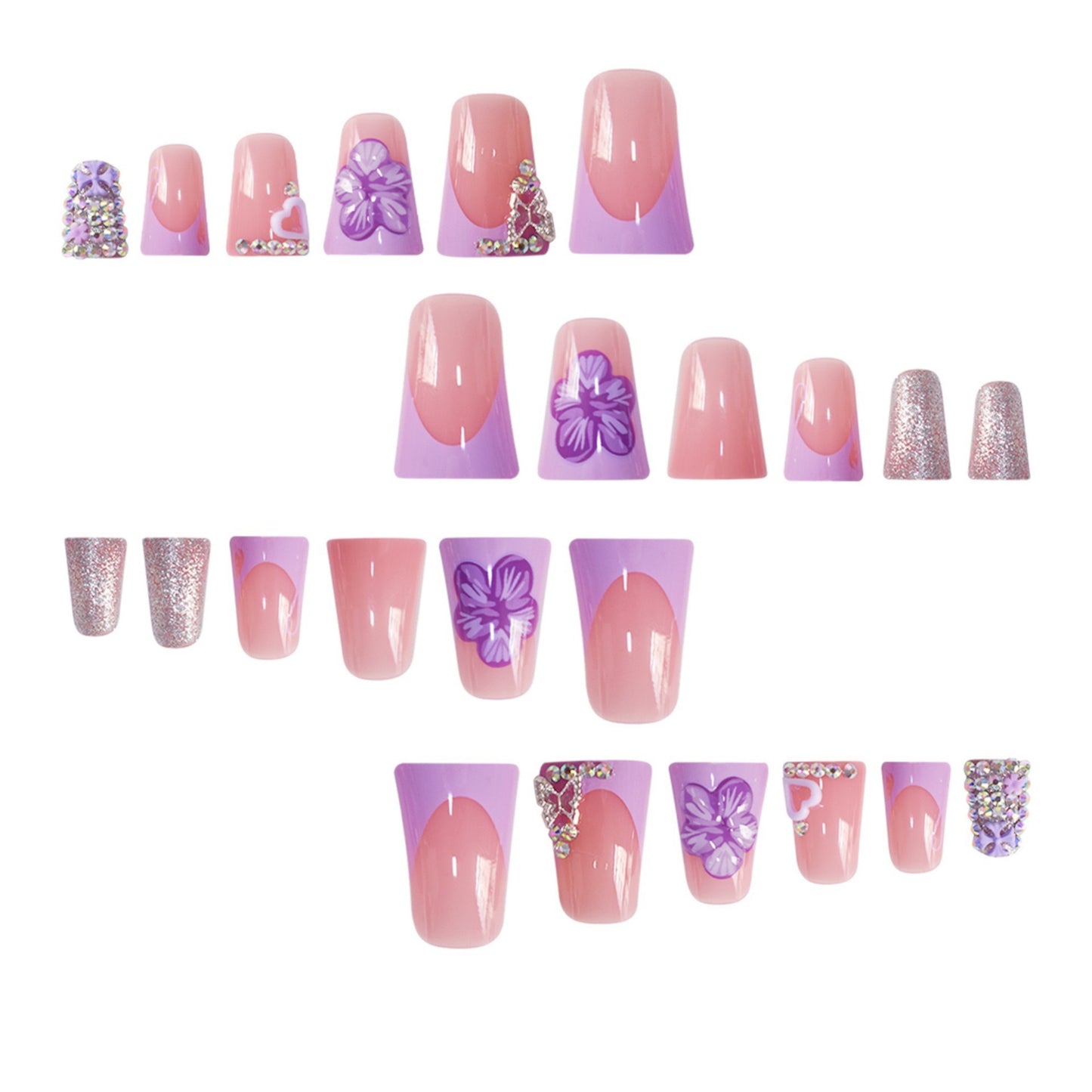 Floral Verziertes Press-On Nagelset Brehn
