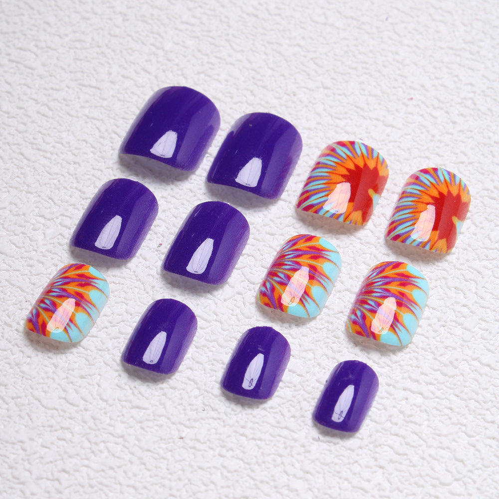 Künstlerische Tie-Dye Press-On Nägel Brehn