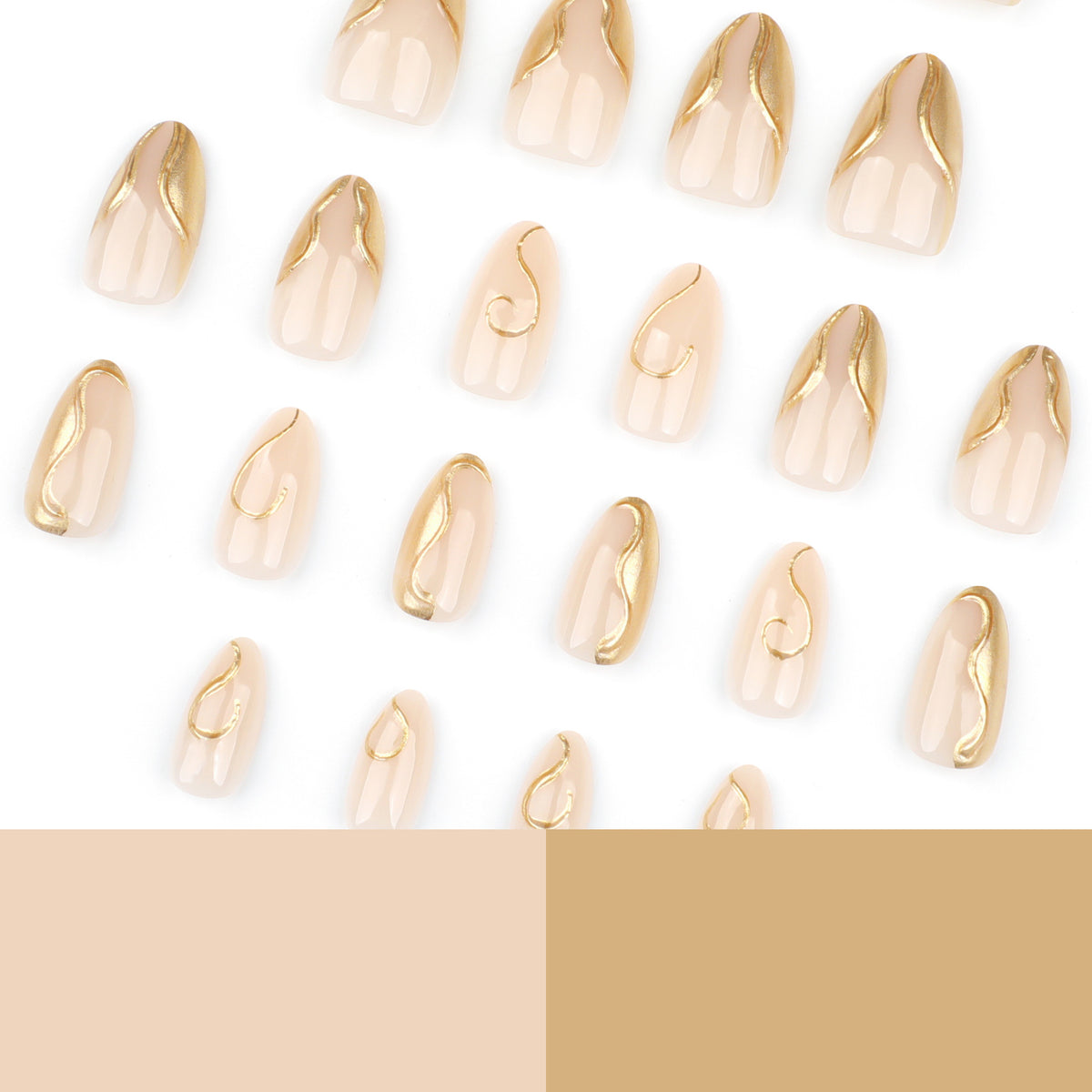 Kunstvolle Stiletto-Nägel mit eleganten Goldakzenten Brehn