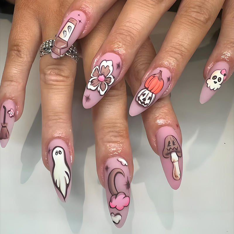 Kunstnagelset mit verspielten Halloween-Motiven Brehn