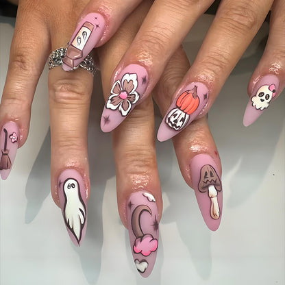 Kunstnagelset mit verspielten Halloween-Motiven Brehn