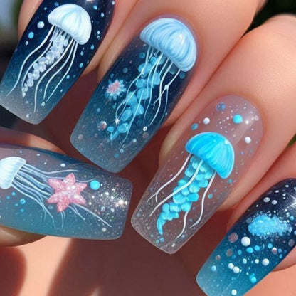 Jellyfish-Themen Acryl Nagelkunst Set Brehn