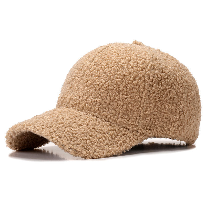 Sherpa Teddy Faux-Shearling Baseballmütze mit geschwungenem Schirm und verstellbarem Rückengurt Brehn