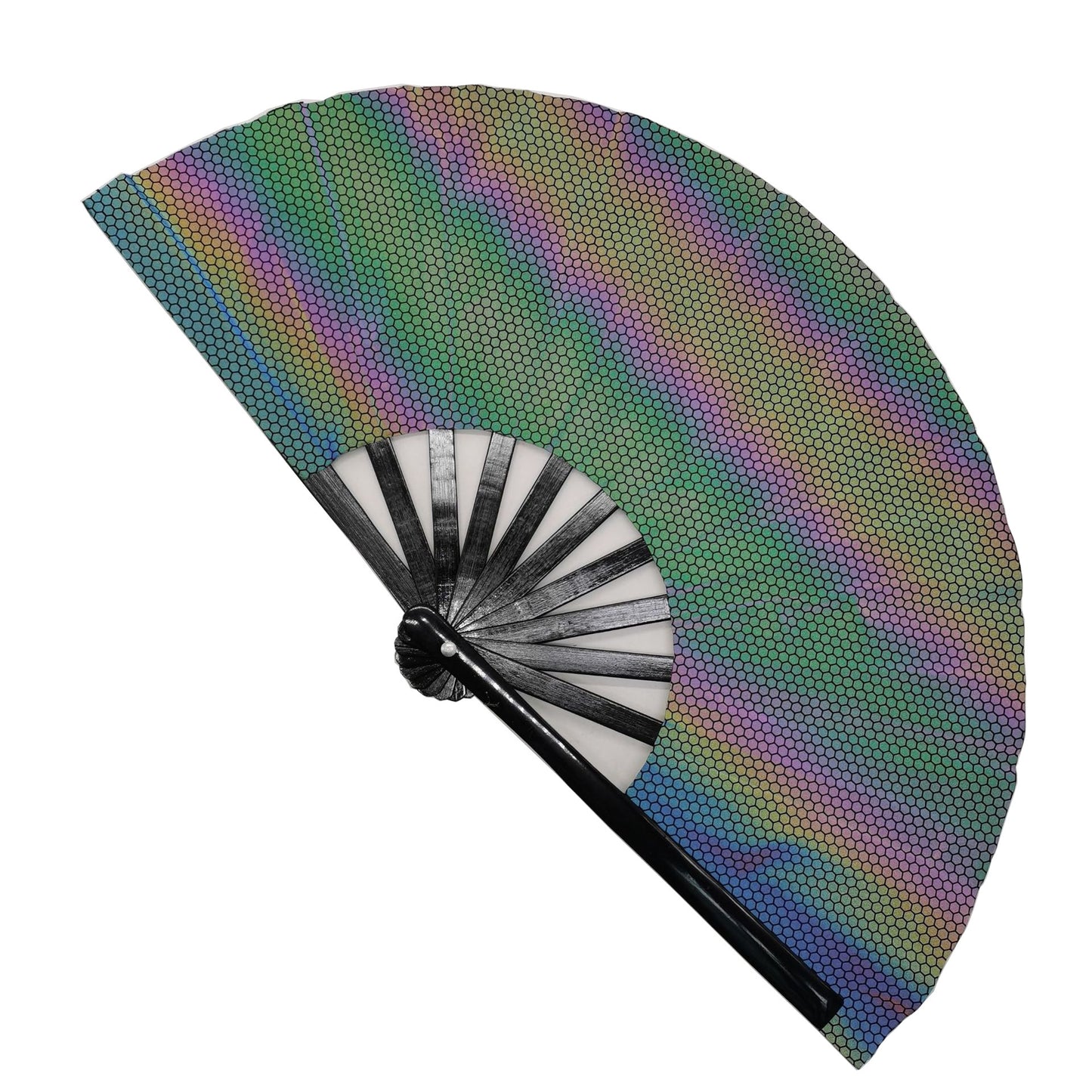 Damen Fächer aus leichtem Stoff mit buntem geometrischem Design Brehn