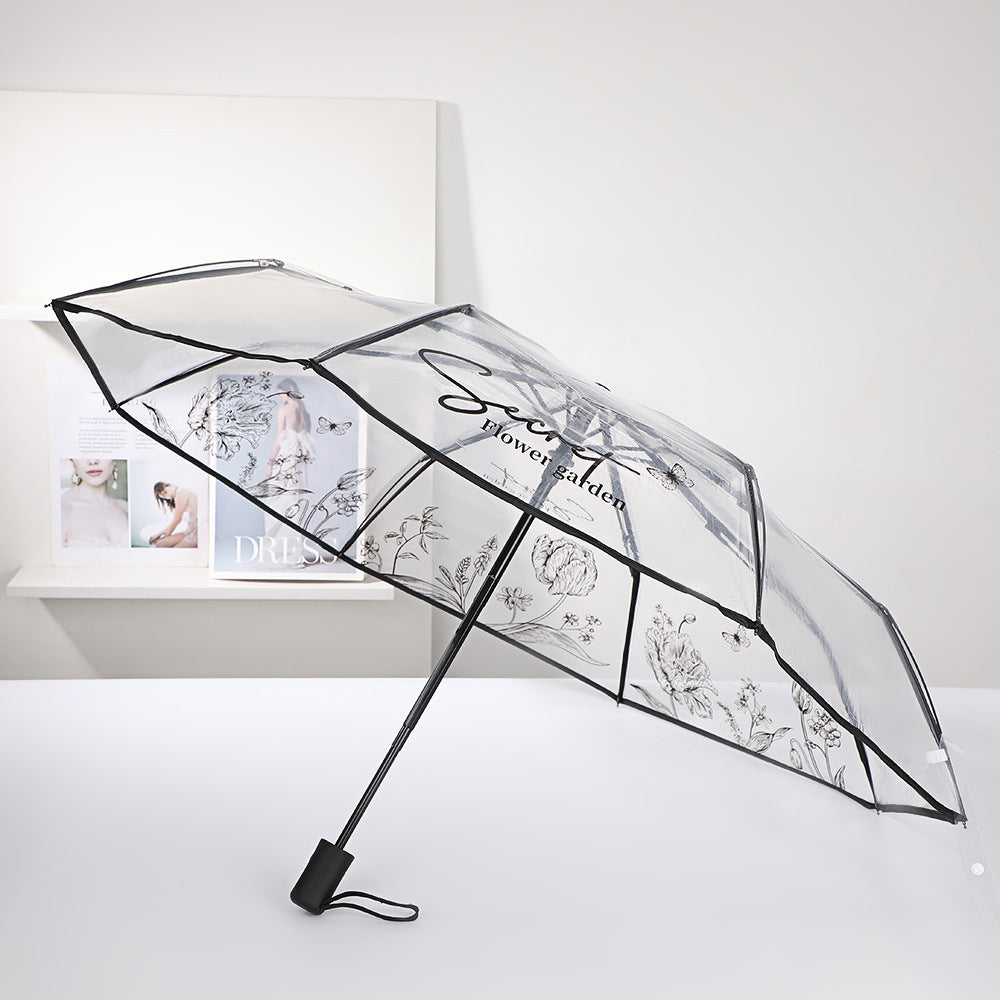 Damen eleganter durchsichtiger Regenschirm mit romantischem Design Brehn