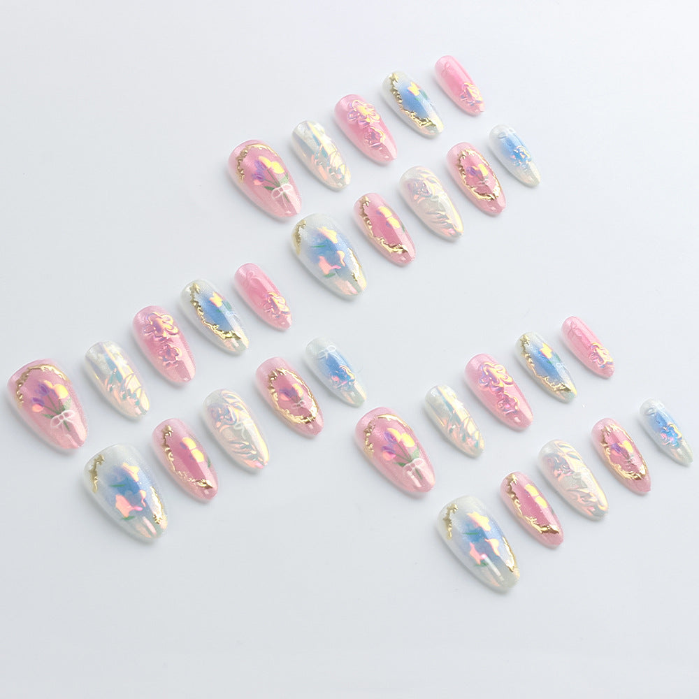 Künstlerische Blumen Press-on Nagelkunst Brehn