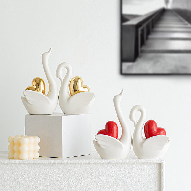 Elegante und romantische Schwäne Dekorationsfigur Brehn