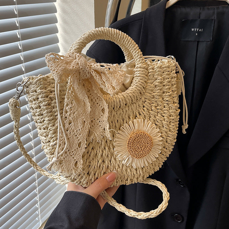 Handgefertigte gewobene Blumen-Akzent-Tasche