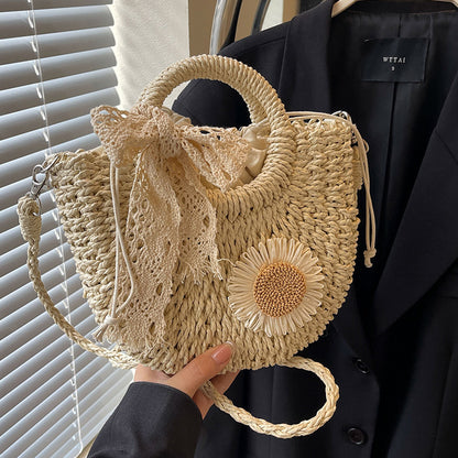 Handgefertigte gewobene Blumen-Akzent-Tasche