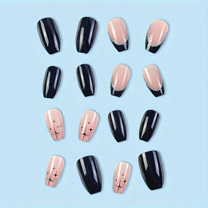 Elegantes, mit Strass verziertes Press-On-Nageldesign