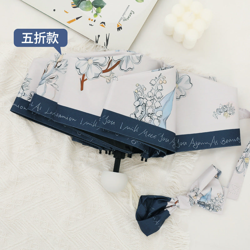 Damen Faltbarer Regenschirm mit elegantem Blumenmuster Brehn