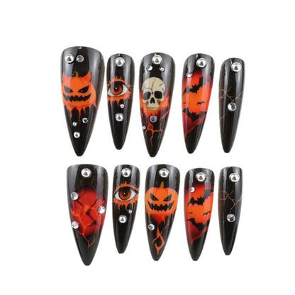 Halloween Kunstnagelset mit kreativen Geister- und Kürbisdesigns Brehn