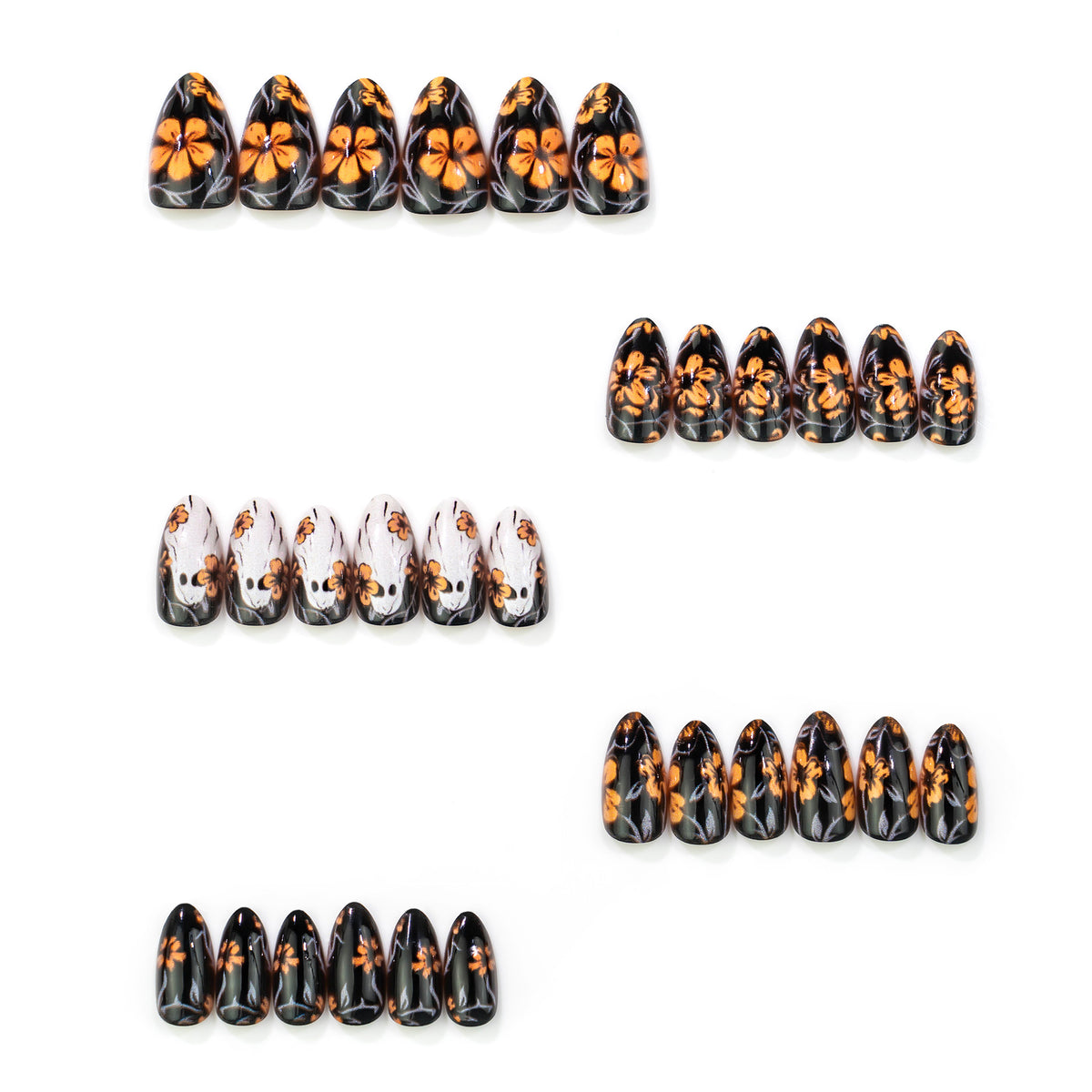 Künstlerisches florales Muster Press-On Nail Set Brehn