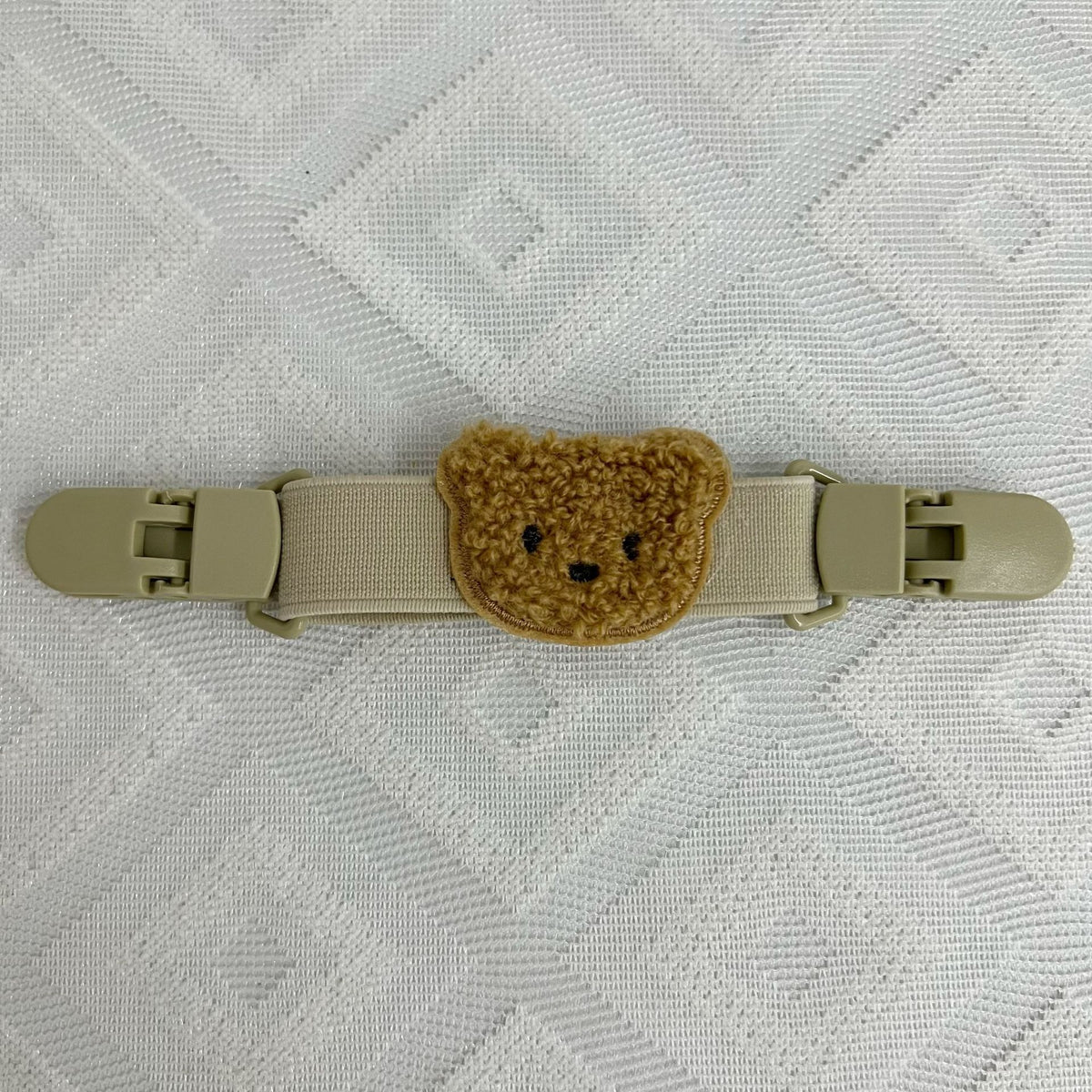 Plüsch Teddy Schnullerclip mit Sicherheitsverschluss und elastischem Band