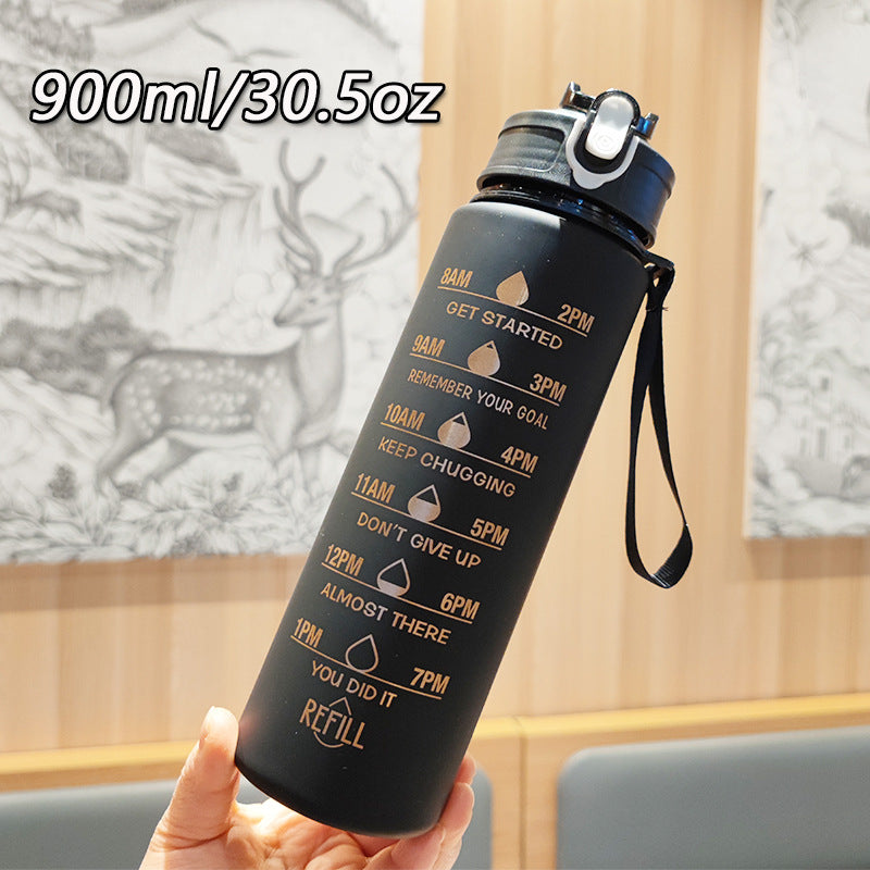 Damen Motivierende Wasserflasche mit integrierten Zeitmarkierungen Brehn