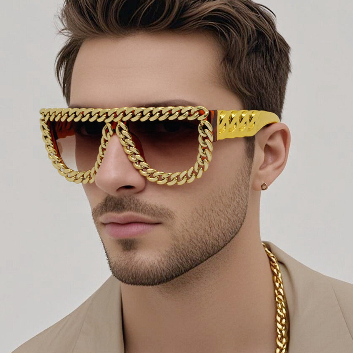 Damen Sonnenbrille mit auffälligem Kettenrahmen Brehn