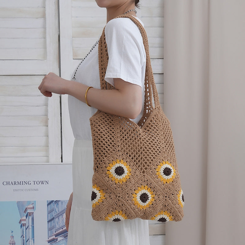 Handgefertigte Jute Tasche mit Buntem Blumenmuster Brehn