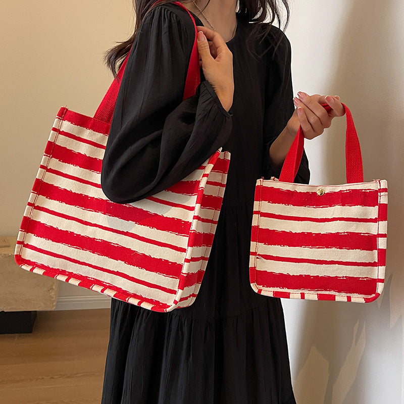 Gestreifter Canvas-Shopper