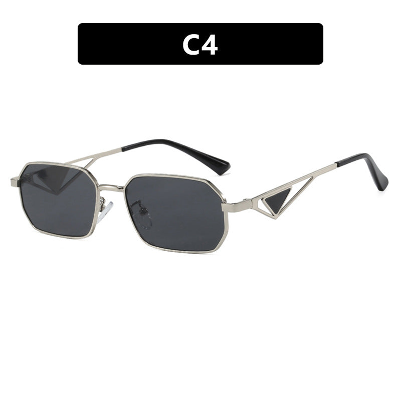 Damen geometrische Luxus-Sonnenbrille mit schmalem Hochglanz-Rahmen Brehn