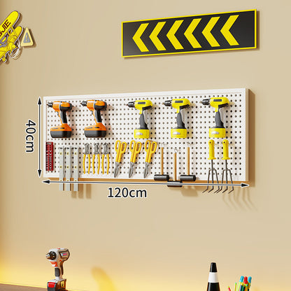 Wandmontierter perforierter Metallwerkzeug-Pegboard-Organizer mit Magnetstreifen und Mehrfachhaken