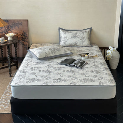 Bettlaken-Set mit floraler Allover-Print und dekorativer Saumblende