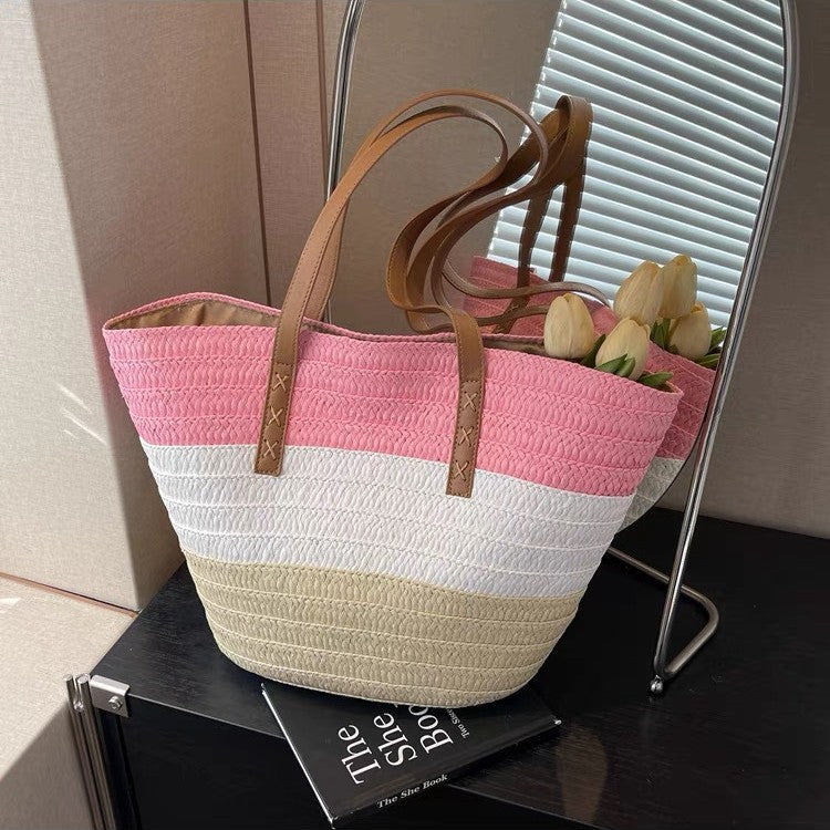 Geflochtene Strandtasche mit Robusten Ledergriffen Brehn
