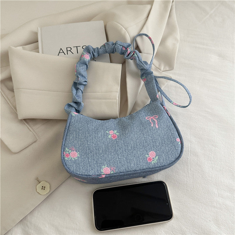 Bestickte Jeans Schultertasche Brehn