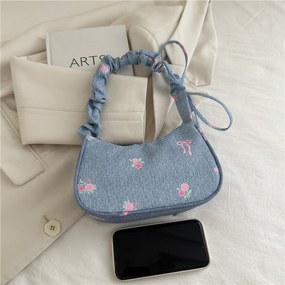 Bestickte Jeans Schultertasche Brehn